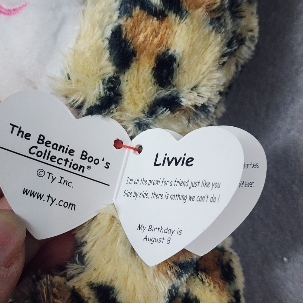 Ty Beanie Boos Leopard Speckles Tan Pink Glitter Eyes Plush Stuffed Animal 6in - Picture 5 of 6